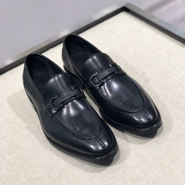 Ferragamo Black Luxury Men Handmade Leather Shoes Office Business Wedding Man Casual Shoes